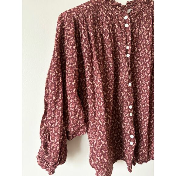 DOEN Rose Top in Wine Winter Ditsy Floral Print S - Picture 3 of 8